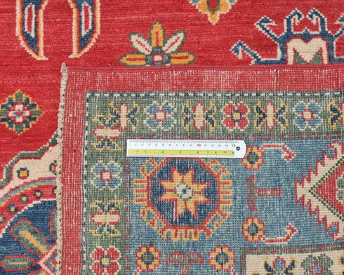 6x8 Red Kuba Afghan Hand Knotted Wool Area Rug